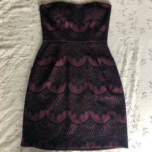 Purple & Black Embroidered Dress